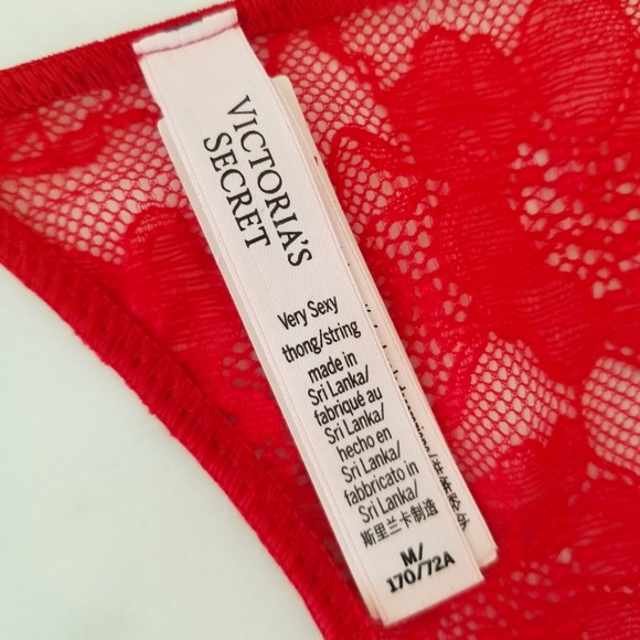 Victoria's Secret Very Sexy Lace Shine Strap Thong Panty Rhinestone Crystal NWT - Picture 6 of 9